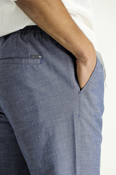 Koyu Havacı Relaxed Fit Rahat Kesim Beli Lastikli İpli Desenli Likralı Jogger Pantolon