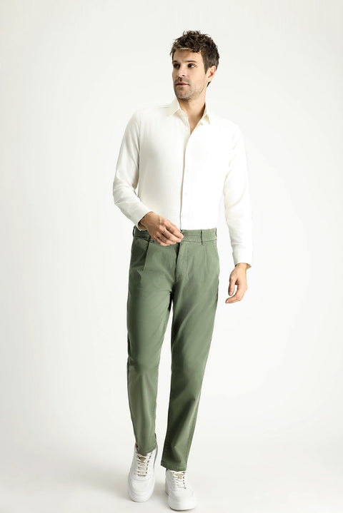 Beyaz Uzun Kol Slim Fit Dar Kesim Desenli Gömlek