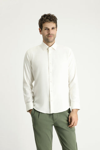  Beyaz Uzun Kol Slim Fit Dar Kesim Desenli Gömlek