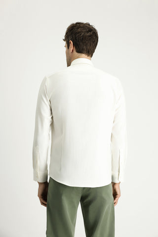  Beyaz Uzun Kol Slim Fit Dar Kesim Desenli Gömlek