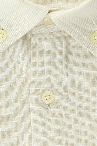  Aç?k Bej Büyük Beden Uzun Kol Desenli Pamuk Dü?meli Yaka Gömlek-Ki??l?