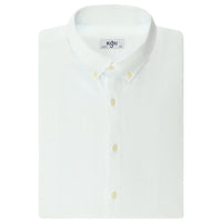 Beyaz Büyük Beden Uzun Kol Desenli Pamuk Düğmeli Yaka Gömlek