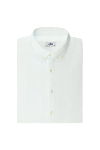  Beyaz Büyük Beden Uzun Kol Desenli Pamuk Dü?meli Yaka Gömlek-Ki??l?