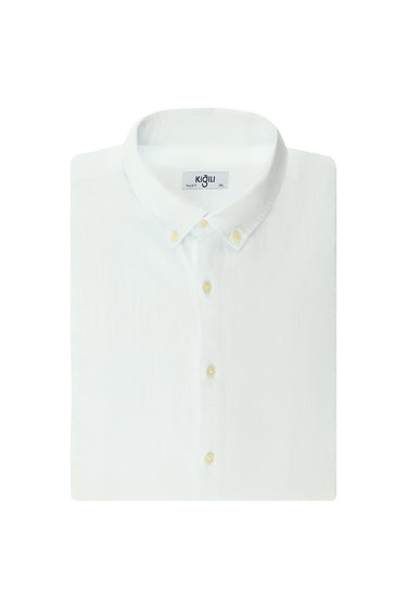  Beyaz Büyük Beden Uzun Kol Desenli Pamuk Düğmeli Yaka Gömlek