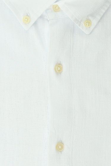  Beyaz Büyük Beden Uzun Kol Desenli Pamuk Düğmeli Yaka Gömlek