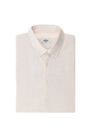  Pembe Büyük Beden Uzun Kol Desenli Pamuk Düğmeli Yaka Gömlek