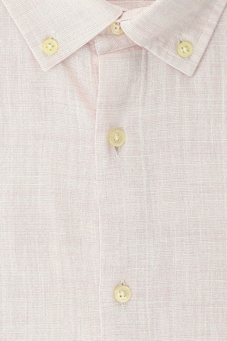  Pembe Büyük Beden Uzun Kol Desenli Pamuk Düğmeli Yaka Gömlek