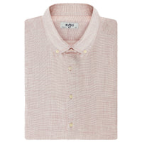 Açık Kırmızı Büyük Beden Uzun Kol Desenli Pamuk Düğmeli Yaka Gömlek