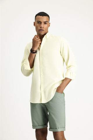  Aç?k Sar? Uzun Kol Regular Fit Oxford Pamuk Gömlek-Ki??l?