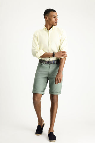  Aç?k Sar? Uzun Kol Regular Fit Oxford Pamuk Gömlek-Ki??l?