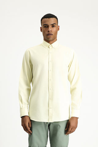 Aç?k Sar? Uzun Kol Regular Fit Oxford Pamuk Gömlek-Ki??l?