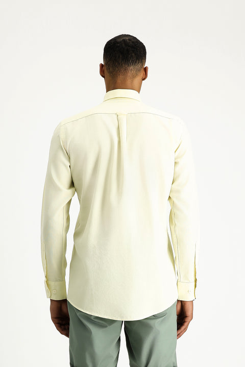 Açık Sarı Uzun Kol Regular Fit Oxford Pamuk Gömlek