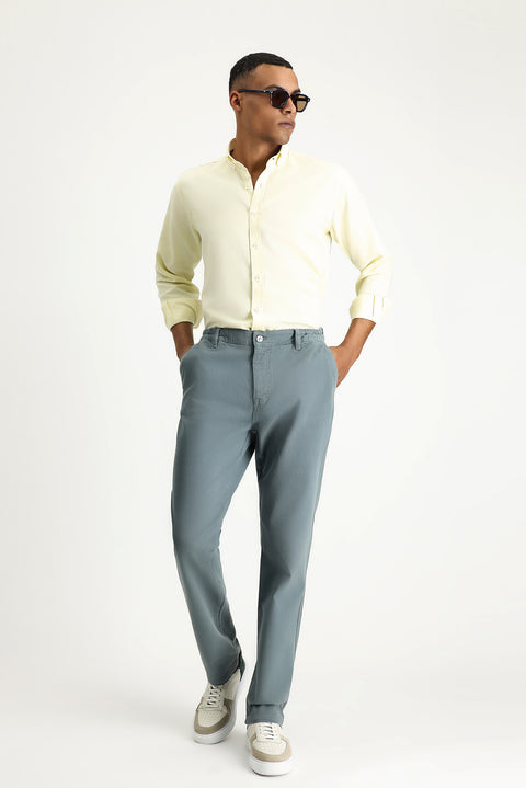 Açık Sarı Uzun Kol Regular Fit Oxford Pamuk Gömlek