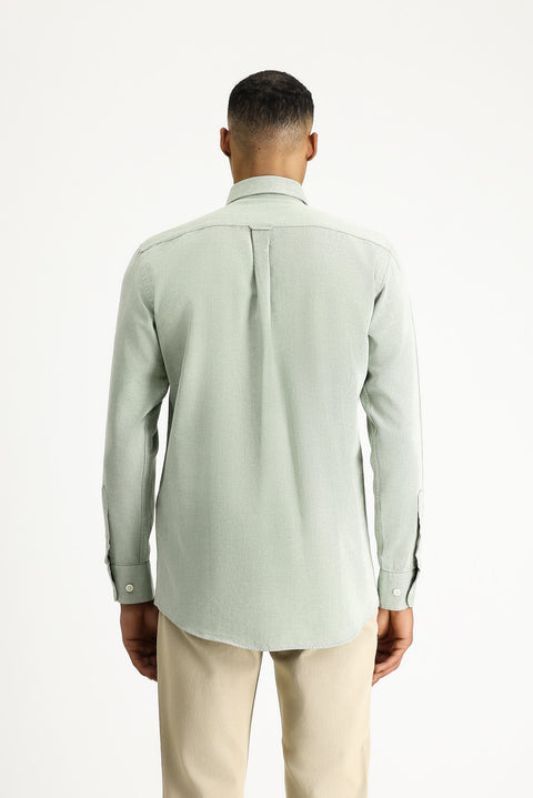 Koyu Yeşil Uzun Kol Regular Fit Oxford Pamuk Gömlek