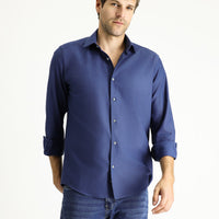 Orta Lacivert Uzun Kol Regular Fit Spor Pamuk Gömlek