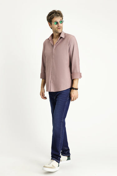  Açık Bordo Uzun Kol Regular Fit Spor Pamuk Gömlek