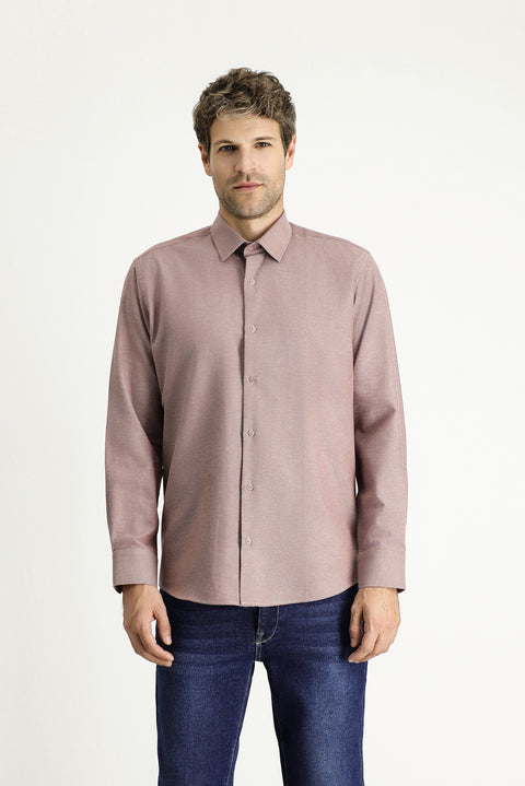 Açık Bordo Uzun Kol Regular Fit Spor Pamuk Gömlek