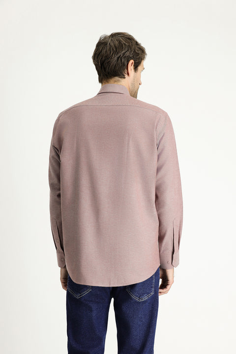 Açık Bordo Uzun Kol Regular Fit Spor Pamuk Gömlek