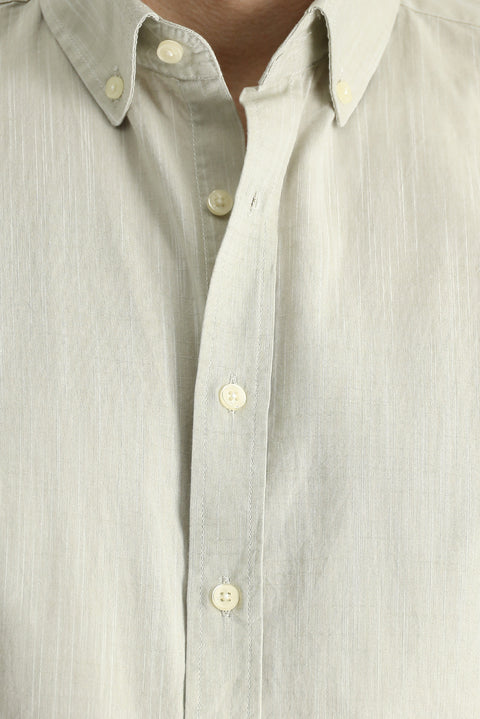 Küf Yeşili Uzun Kol Regular Fit Spor Pamuk Gömlek