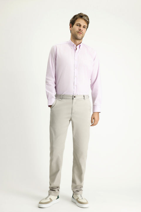 Toz Pembe Uzun Kol Regular Fit Spor Pamuk Gömlek