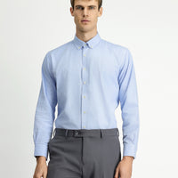 Uçuk Mavi Uzun Kol Regular Fit Düğmeli Yaka Oxford Pamuk Gömlek