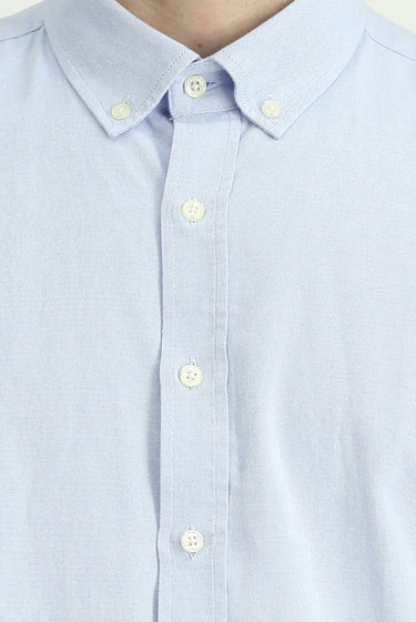 Uçuk Mavi Uzun Kol Regular Fit Düğmeli Yaka Oxford Pamuk Gömlek