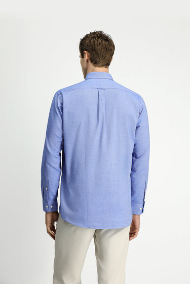 Koyu Mavi  Uzun Kol Regular Fit Düğmeli Yaka Oxford Pamuk Gömlek