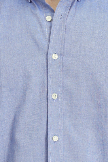 Koyu Mavi  Uzun Kol Regular Fit Düğmeli Yaka Oxford Pamuk Gömlek