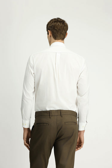 Beyaz Uzun Kol Regular Fit Düğmeli Yaka Oxford Pamuk Gömlek