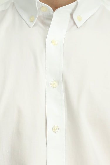 Beyaz Uzun Kol Regular Fit Düğmeli Yaka Oxford Pamuk Gömlek