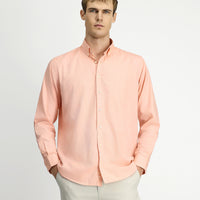 Orta Turuncu Uzun Kol Regular Fit Düğmeli Yaka Oxford Pamuk Gömlek