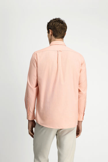 Orta Turuncu Uzun Kol Regular Fit Düğmeli Yaka Oxford Pamuk Gömlek