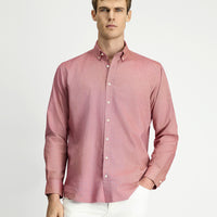 Mercan Kırmızı Uzun Kol Regular Fit Düğmeli Yaka Oxford Pamuk Gömlek