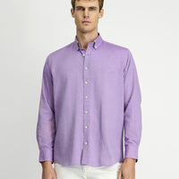Lilac Long Sleeve Regular Fit Button-Down Collar Cotton Oxford Shirt