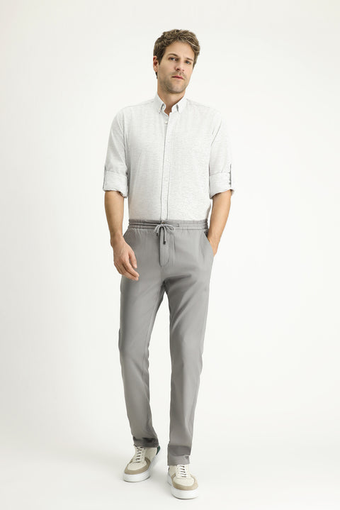 Açık Lacivert Uzun Kol Regular Fit Desenli Spor Pamuklu Düğmeli Yaka Gömlek