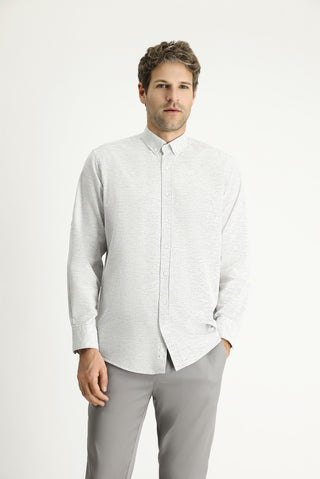  Aç?k Lacivert Uzun Kol Regular Fit Desenli Spor Pamuklu Dü?meli Yaka Gömlek-Ki??l?