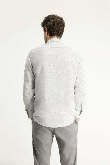 Açık Lacivert Uzun Kol Regular Fit Desenli Spor Pamuklu Düğmeli Yaka Gömlek