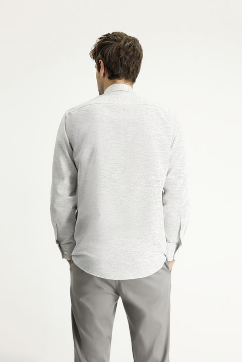 Açık Lacivert Uzun Kol Regular Fit Desenli Spor Pamuklu Düğmeli Yaka Gömlek