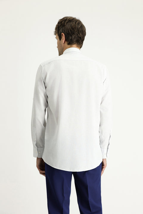 Mavi Uzun Kol Regular Fit Desenli Spor Pamuklu Düğmeli Yaka Gömlek