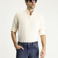 Sarı Uzun Kol Regular Fit Desenli Spor Pamuklu Düğmeli Yaka Gömlek