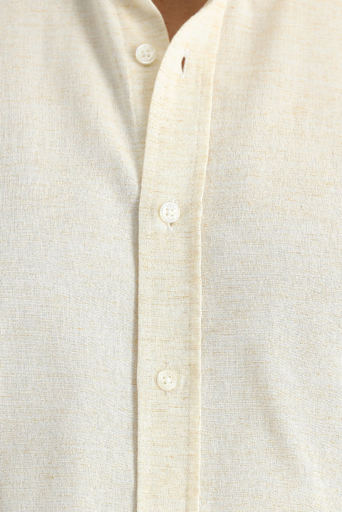 Sarı Uzun Kol Regular Fit Desenli Spor Pamuklu Düğmeli Yaka Gömlek