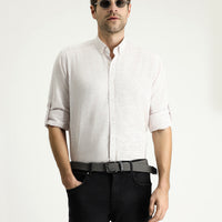 Mürdüm Uzun Kol Regular Fit Desenli Spor Pamuklu Düğmeli Yaka Gömlek