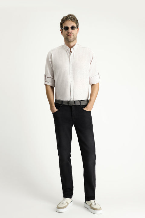 Mürdüm Uzun Kol Regular Fit Desenli Spor Pamuklu Düğmeli Yaka Gömlek