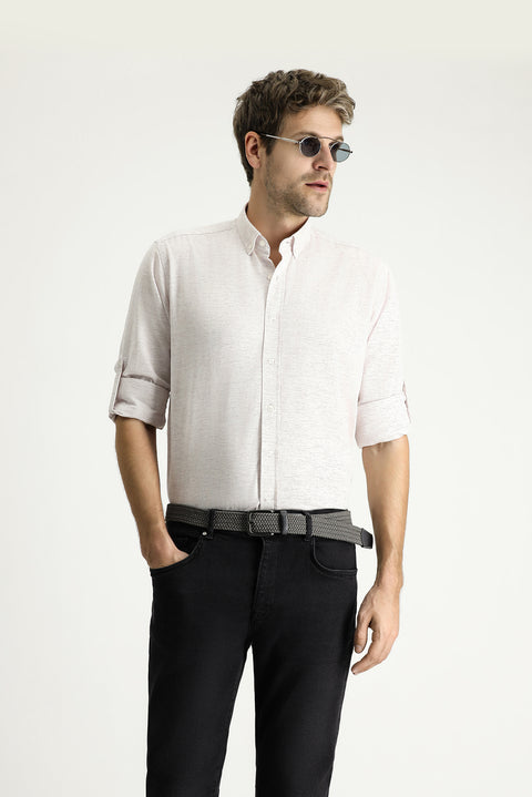 Mürdüm Uzun Kol Regular Fit Desenli Spor Pamuklu Düğmeli Yaka Gömlek