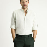 Çağla Yeşili Uzun Kol Regular Fit Desenli Spor Pamuklu Düğmeli Yaka Gömlek