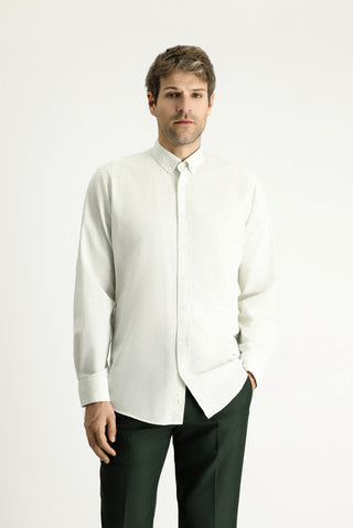  Ça?la Ye?ili Uzun Kol Regular Fit Desenli Spor Pamuklu Dü?meli Yaka Gömlek-Ki??l?