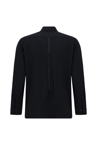 Koyu Lacivert Techno-Line Uzun Kol Regular Fit Likralı Düğmeli Yaka Gömlek