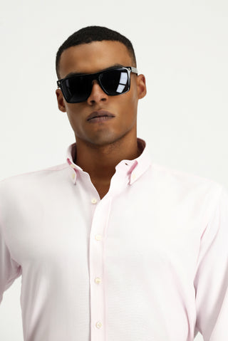  Toz Pembe Uzun Kol Regular Fit Oxford Pamuklu Kolay Ütülenebilir Gömlek