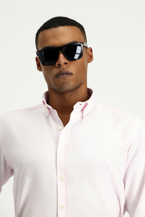 Toz Pembe Uzun Kol Regular Fit Oxford Pamuklu Kolay Ütülenebilir Gömlek