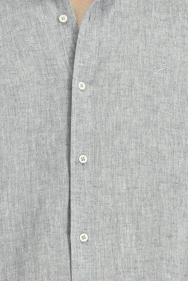 Açık Lacivert Uzun Kol Regular Fit Spor Düğmeli Yaka Pamuklu Keten Şantuk Gömlek